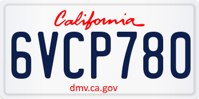 CA license plate 6VCP780