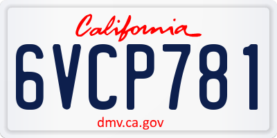 CA license plate 6VCP781