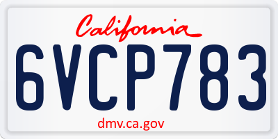 CA license plate 6VCP783