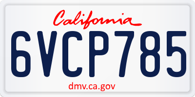 CA license plate 6VCP785