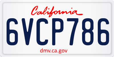 CA license plate 6VCP786