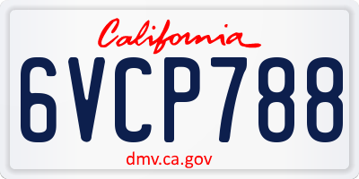 CA license plate 6VCP788