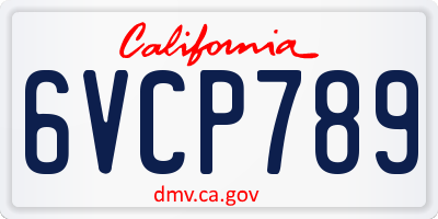 CA license plate 6VCP789
