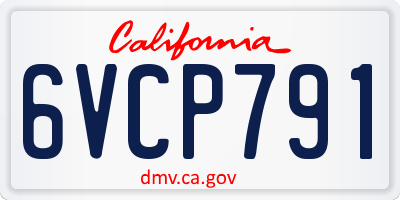 CA license plate 6VCP791