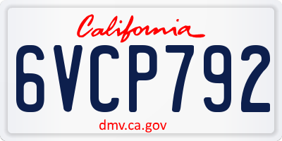 CA license plate 6VCP792