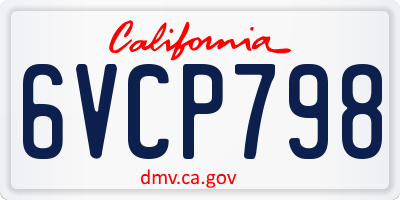 CA license plate 6VCP798