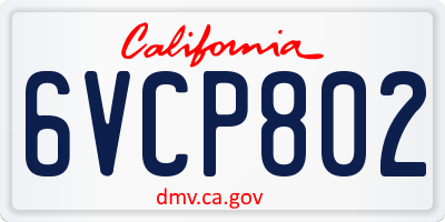 CA license plate 6VCP802