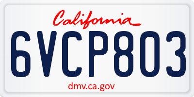 CA license plate 6VCP803