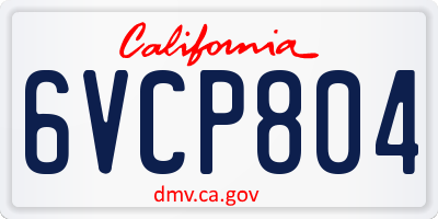 CA license plate 6VCP804