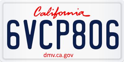 CA license plate 6VCP806