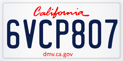 CA license plate 6VCP807