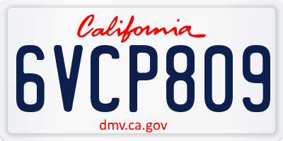 CA license plate 6VCP809