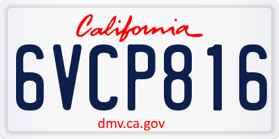 CA license plate 6VCP816