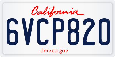 CA license plate 6VCP820
