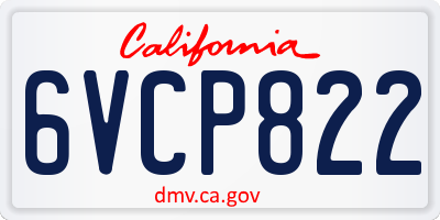 CA license plate 6VCP822