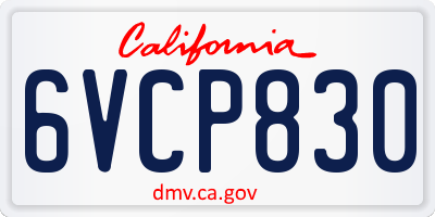 CA license plate 6VCP830