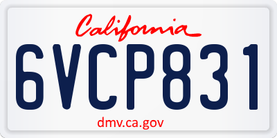 CA license plate 6VCP831