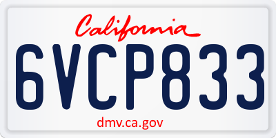 CA license plate 6VCP833