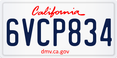 CA license plate 6VCP834