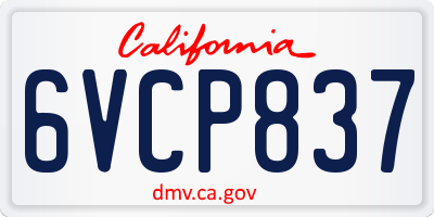 CA license plate 6VCP837