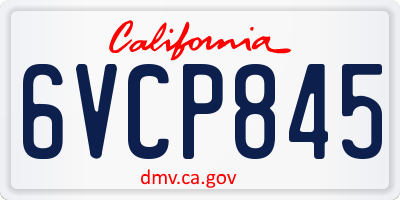 CA license plate 6VCP845