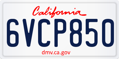 CA license plate 6VCP850