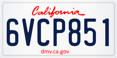 CA license plate 6VCP851