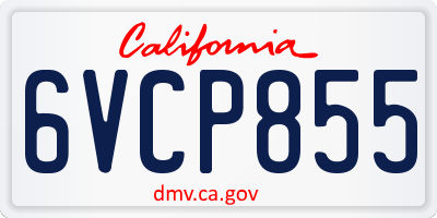 CA license plate 6VCP855