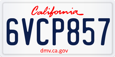 CA license plate 6VCP857