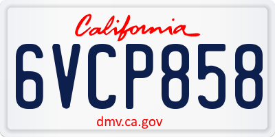 CA license plate 6VCP858