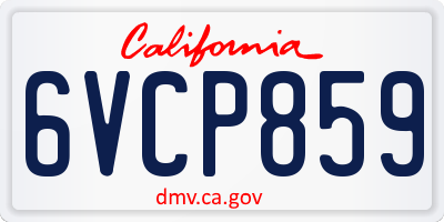 CA license plate 6VCP859