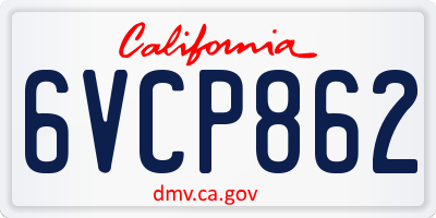 CA license plate 6VCP862