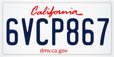 CA license plate 6VCP867