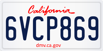 CA license plate 6VCP869