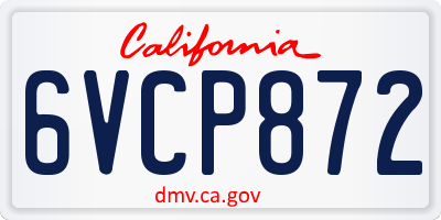 CA license plate 6VCP872