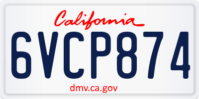 CA license plate 6VCP874