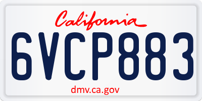CA license plate 6VCP883