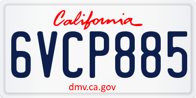 CA license plate 6VCP885