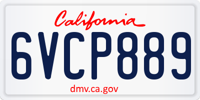CA license plate 6VCP889