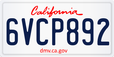 CA license plate 6VCP892