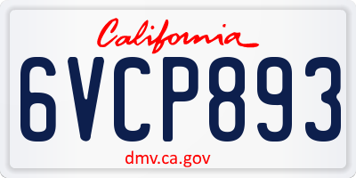 CA license plate 6VCP893