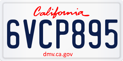 CA license plate 6VCP895