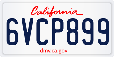CA license plate 6VCP899