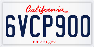 CA license plate 6VCP900
