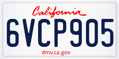 CA license plate 6VCP905