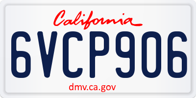 CA license plate 6VCP906