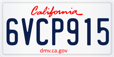 CA license plate 6VCP915
