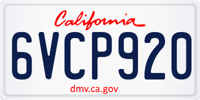 CA license plate 6VCP920