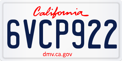CA license plate 6VCP922