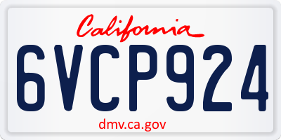CA license plate 6VCP924